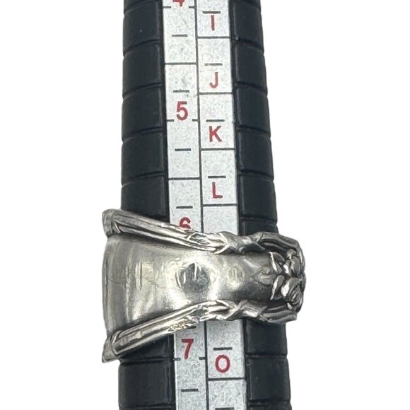 Vintage WM Rogers & Son AA Silverware Flower Spoon Ring Size 7 Artisan Crafted - Picture 2 of 10